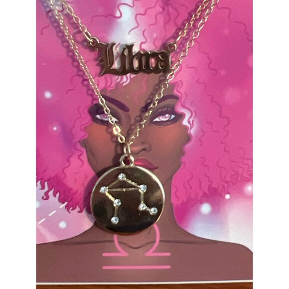 Libra Zodiac Necklace Set Tanya Creations Zodiac September October Constellation - Picture 3 of 4